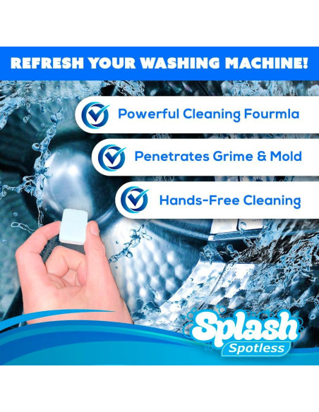 Limpiador de Lavadora Splash Spotless 120g - Carga Frontal y Superior