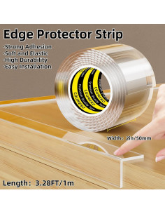 Protector de Bordes Transparente COUMENO 2in x 1m Antideslizante 2