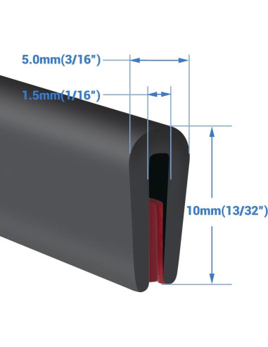 Bisel de goma autoadhesivo Protalwell 10 pies negro EPDM