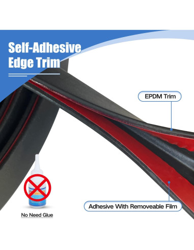 Bisel de goma autoadhesivo Protalwell 10 pies negro EPDM