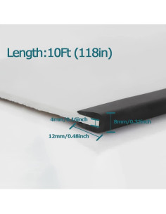 Bisel de goma PVC Tintvent 3.05 m negro para protección de bordes 2