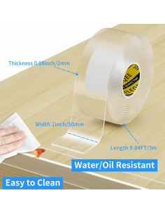 Cinta Protectora de Bordes MILEQEE 5cm x 3m Transparente 2