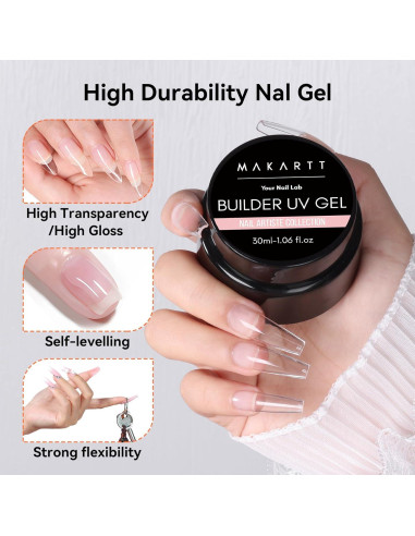 Kit de Gel Constructor Transparente Makartt 30g - Uñas Duraderas
