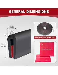 Bisel de Goma EPDM Autoadhesivo Negro 1/16" x 3.05m YANRUIPRO 2