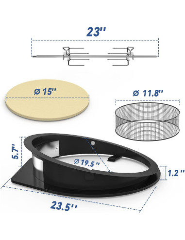 Kit Rotisserie 2 en 1 Skyflame con Anillo para Pizza 57 cm