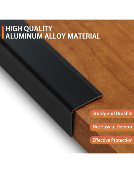 Protectores de Esquinas de Aluminio QDYMXUN 130cm Negro Mate 2pcs