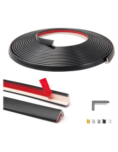 Moldura de Esquina Autoadhesiva Art3d 6.1m Vinilo Negro