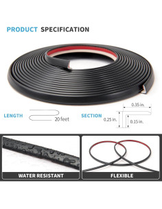 Moldura de Esquina Autoadhesiva Art3d 6.1m Vinilo Negro 2