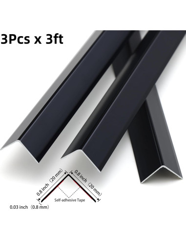 Guardias de Esquina de Aluminio Gaahing 3Pcs 0.9m Negro Mate