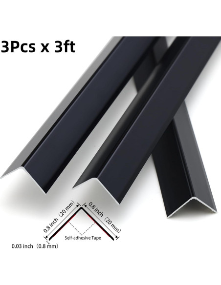 Guardias de Esquina de Aluminio Gaahing 3Pcs 0.9m Negro Mate