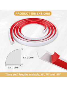 Moldura de Cuarto Redondo Autoadhesiva Soengsau 99 cm Goma Blanca 2