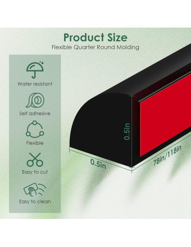 Moldura Flexible Autoadhesiva VallisCo 198 cm Negra Silicona