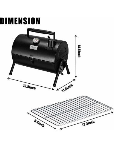 Parrilla de Carbón MAISON HUIS Portátil 35x25 cm para BBQ