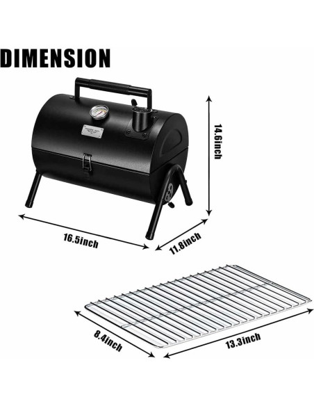 Parrilla de Carbón MAISON HUIS Portátil 35x25 cm para BBQ
