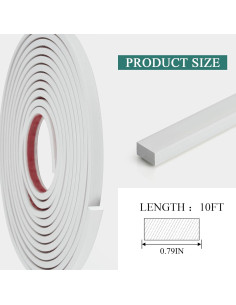 Moldura Flexible Autoadhesiva Yefanxi 0.79L Blanco PVC 2