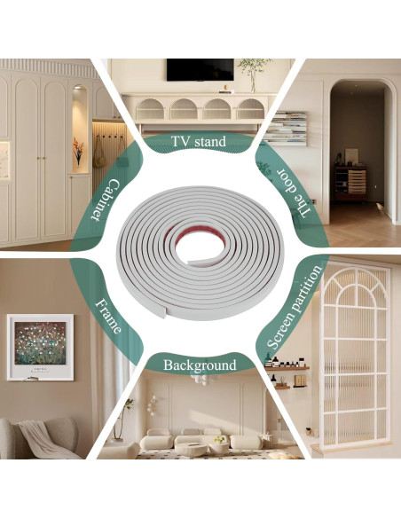 Moldura Flexible Autoadhesiva Yefanxi 0.79L Blanco PVC