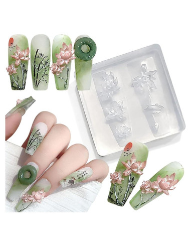 Molde de Arte de Uñas 3D Loto Silicona Dornail 3.5cm