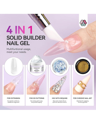 Gel Constructor Sólido para Uñas SAVILAND 60g 3D No Pegajoso