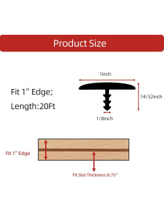 Moldura de goma T Aroilder 6.1m negra para bordes y estantes 2