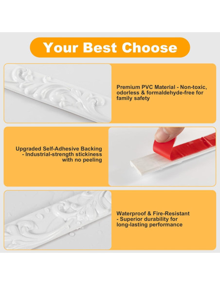 Moldura de Corona Autoadhesiva Blanca 5m x 2.6cm PVC HOHNNYREET