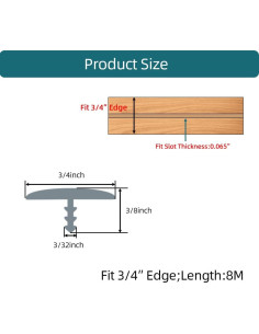 Moldura de goma T Tintvent 8 m gris para bordes de muebles 2