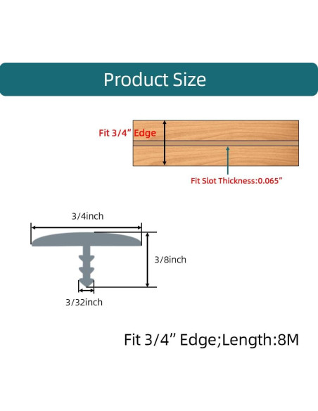 Moldura de goma T Tintvent 8 m gris para bordes de muebles