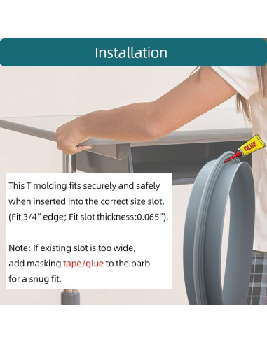 Moldura de goma T Tintvent 8 m gris para bordes de muebles