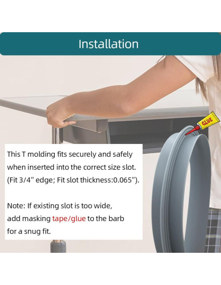 Moldura de goma T Tintvent 8 m gris para bordes de muebles