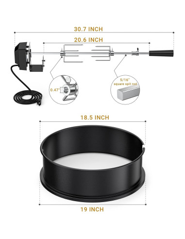 Anillo Rotisserie Onlyfire 18" para Parrillas Carbón