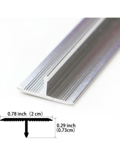 3 Piezas Moldura en T de Aluminio Trimold 0.9m Plata Mate 2