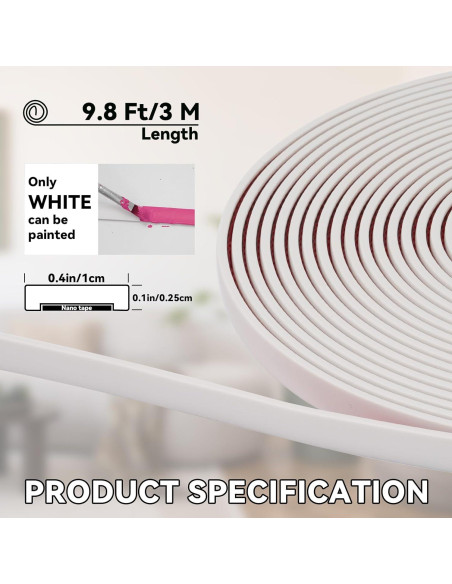Moldura Autoadhesiva JSIWOTH 2.99 m Blanca Pintable Flexible