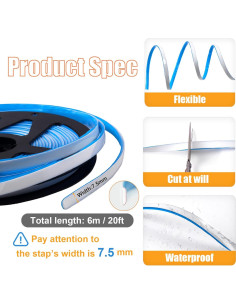 Cinta de Sellado Autoadhesiva WOLAIYE 7.5mm Blanca para Baño 2