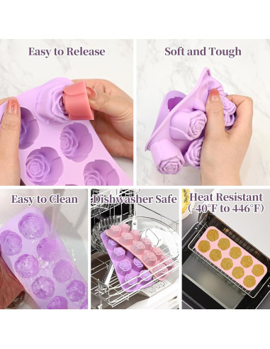 Molde de Silicona Rosa 10 Cavidades SIQINZONGWA - Resistente al Calor