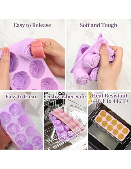 Molde de Silicona Rosa 10 Cavidades SIQINZONGWA - Resistente al Calor
