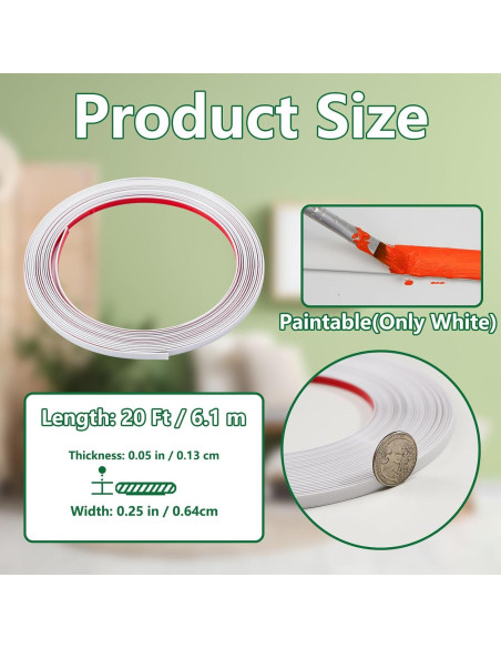 Moldura Autoadhesiva Flexible JSIWOTH 6.1m Blanco Pintable