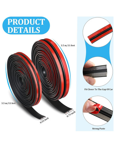 Tira de Sellado de Goma Frienda 6.7m para Parabrisas de Coche