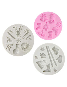 Molde de Silicona para Fondant CNYMANY 3 Piezas Navidad 25 Cavidades
