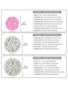 Molde de Silicona para Fondant CNYMANY 3 Piezas Navidad 25 Cavidades 2