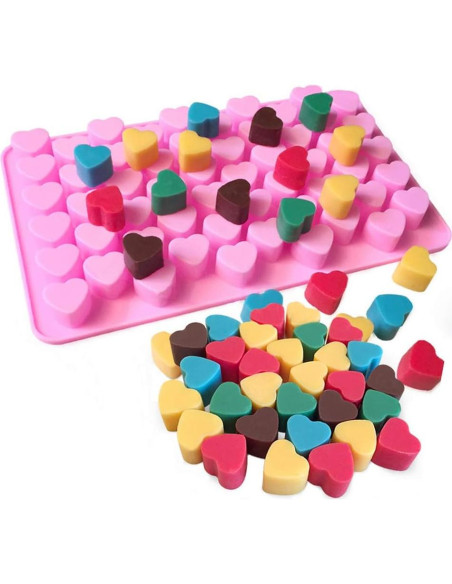 Molde de Silicona para Derretir Cera Pimoys 55 Corazones Rosa