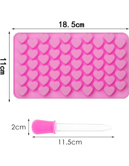 Molde de Silicona para Derretir Cera Pimoys 55 Corazones Rosa
