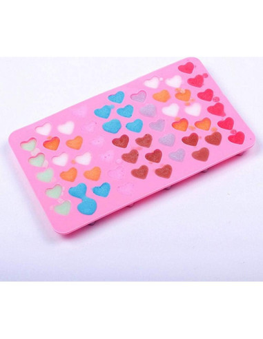 Molde de Silicona para Derretir Cera Pimoys 55 Corazones Rosa
