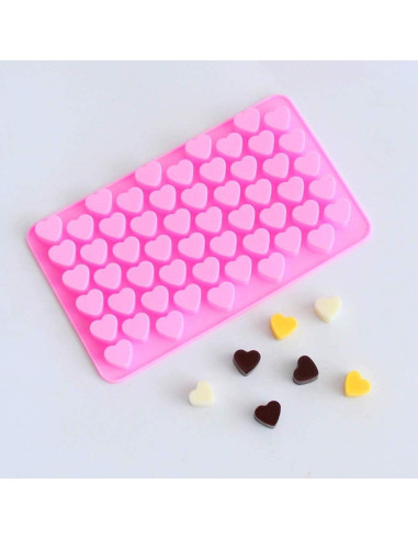 Molde de Silicona para Derretir Cera Pimoys 55 Corazones Rosa