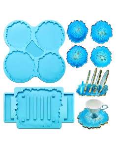 Juego de Moldes de Silicona Patelai para Posavasos y Soporte
