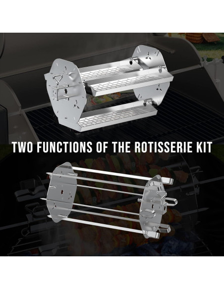 Bandeja Rotisserie Skyflame 2 en 1 con Pinchos y Canasta