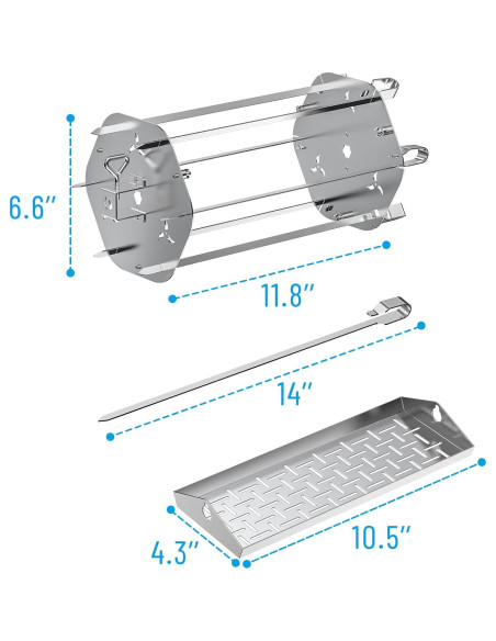 Bandeja Rotisserie Skyflame 2 en 1 con Pinchos y Canasta