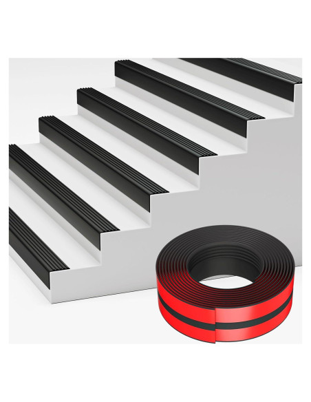 Protector de Borde de Escalera Elvone 3.05m Negro Antideslizante