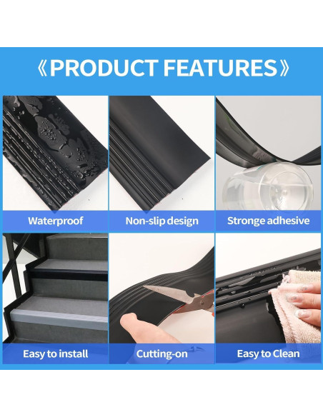Protector de Borde de Escalera Elvone 3.05m Negro Antideslizante