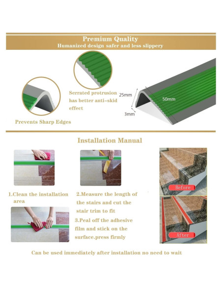 Protector de Borde de Escalera Antideslizante Vakerga 91 cm Negro