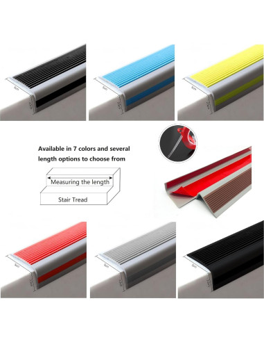 Protector de Borde de Escalera Antideslizante Vakerga 91 cm Negro