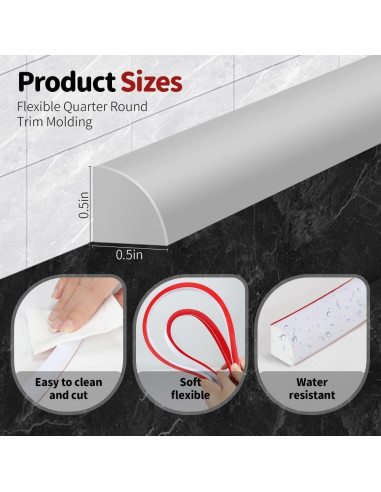 Moldura Flexible de Cuarto Redondo Joengoep 401.3 cm Blanca